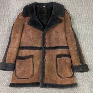 Vintage Sheepskin Jacket Coat Men's 46 Brown Shearling Marlboro Man XL